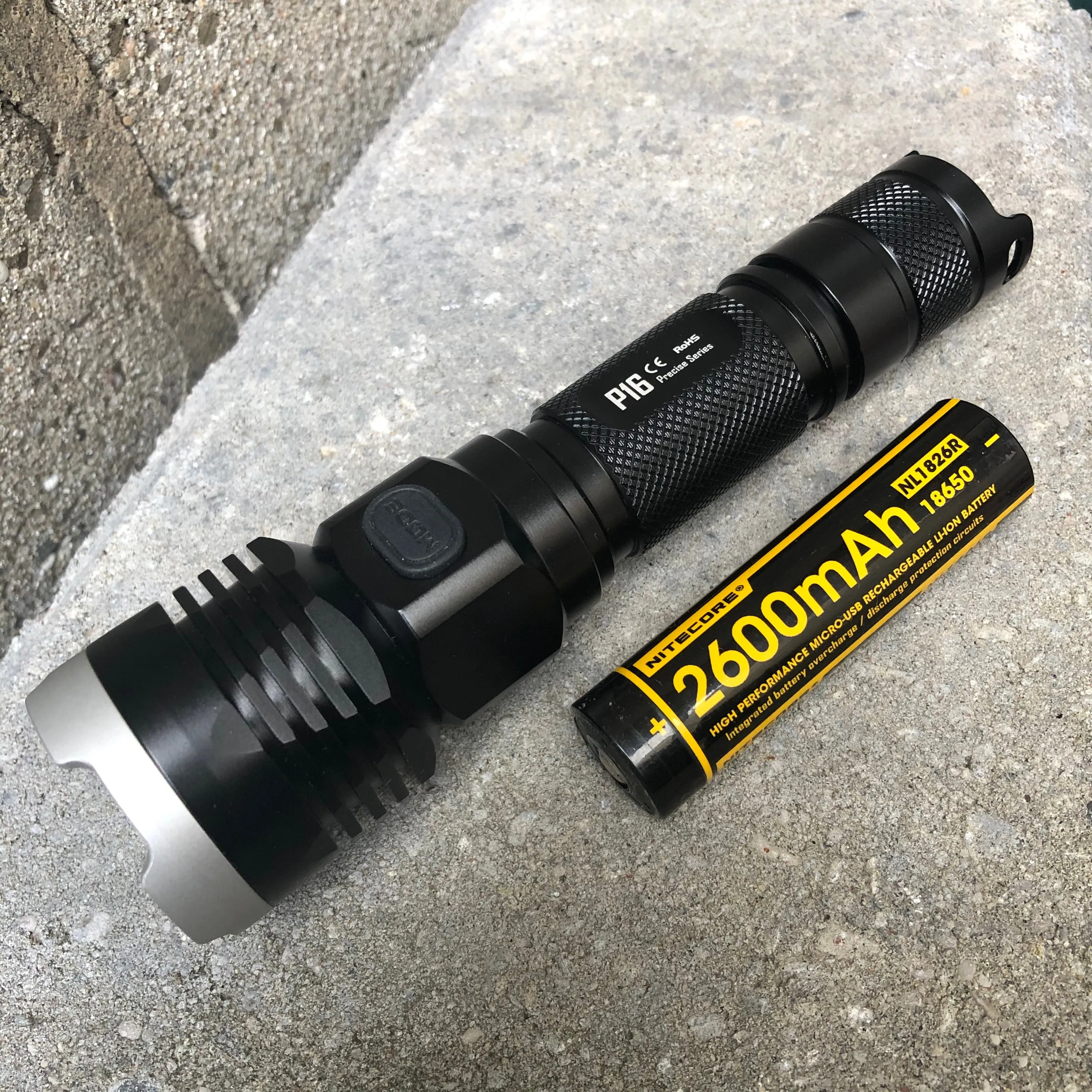 Nitecore P16 LED Flashlight   Nitecore NL1826R 18650 USB lithium Battery