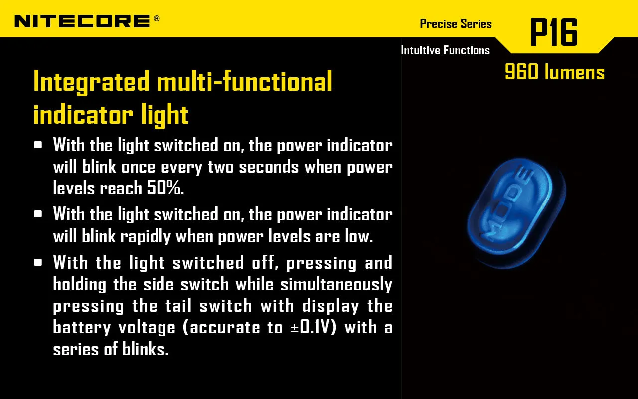 Nitecore P16 LED Flashlight   Nitecore NL1826R 18650 USB lithium Battery