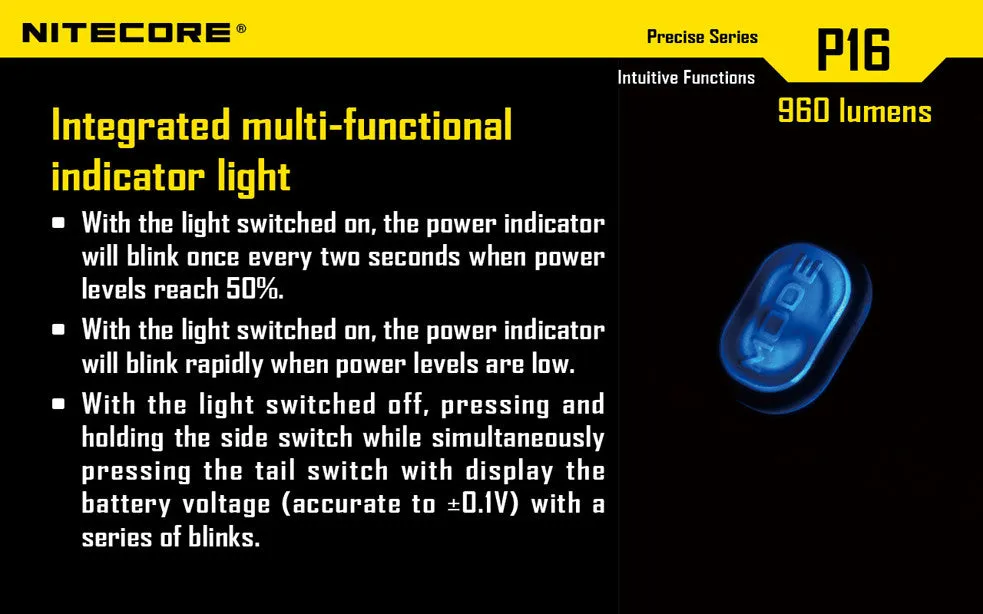 Nitecore P16 Ultra High Intensity Tactical LED Flashlight with USB NL1826R Li-ion battery