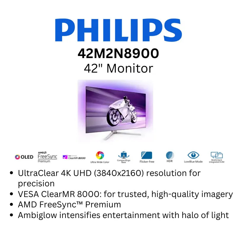 Philips 42M2N8900 42" OLED Panel 3840 x 2160 EVNIA Gaming Monitor / 0.1 ms / HDMI /DP 1.4/Type C