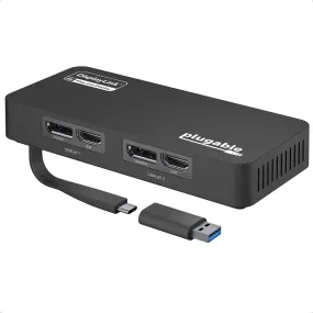 Plugable USB 3.0 and USB-C 4K DisplayPort and HDMI Dual Monitor Adapter