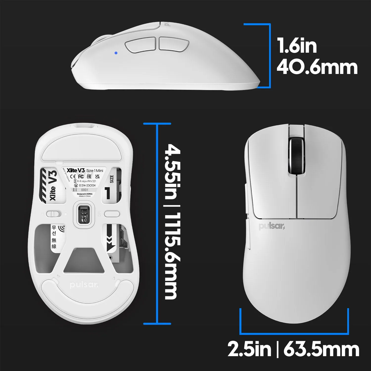 Pulsar Xlite V3 Mini Wireless Gaming Mouse - White