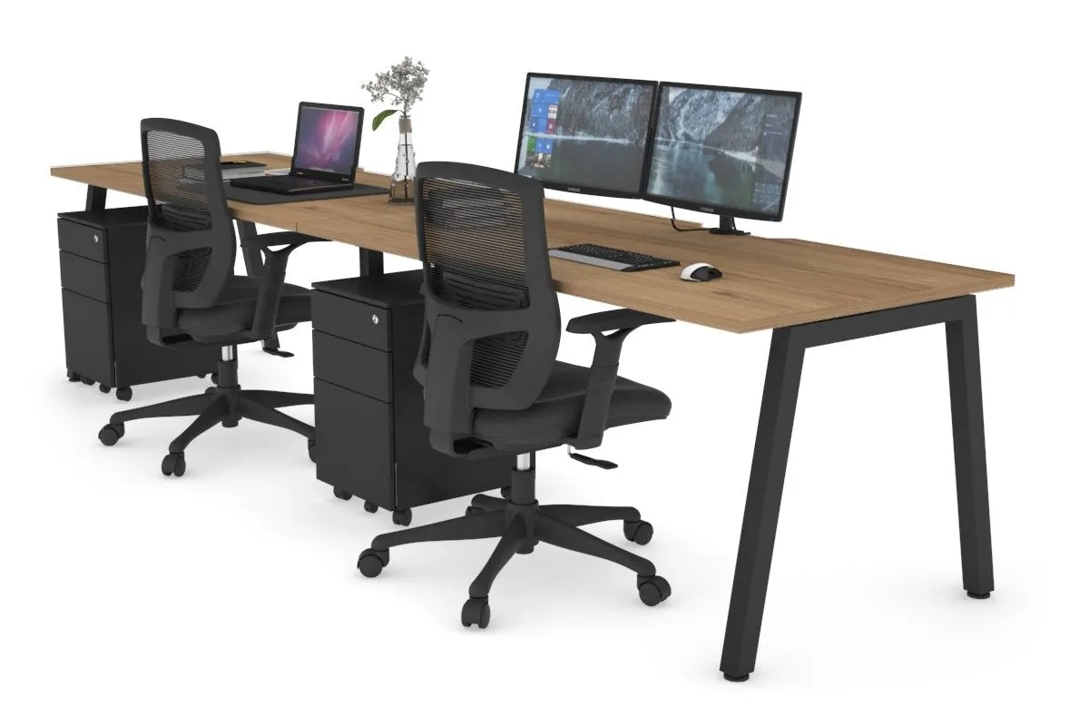 Quadro 2 Person Run Office Workstation [1200L x 800W with Cable Scallop]