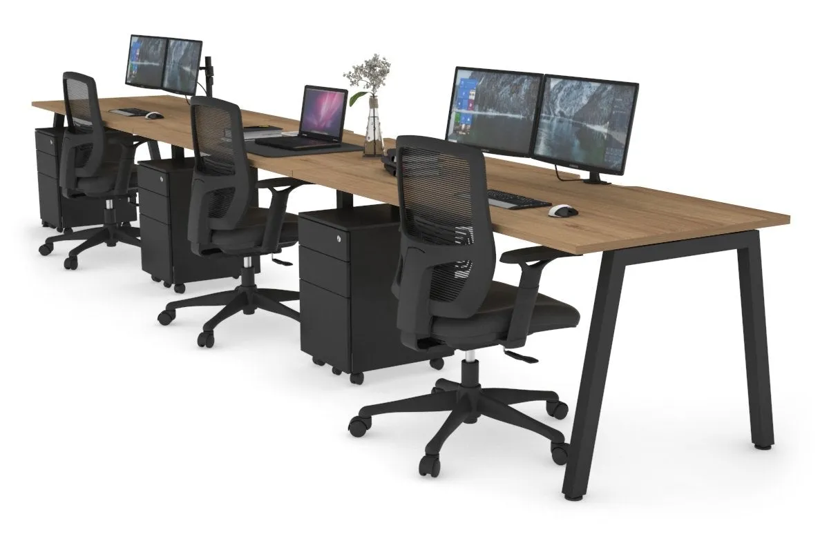 Quadro 3 Person Run Office Workstation [1800L x 800W with Cable Scallop]