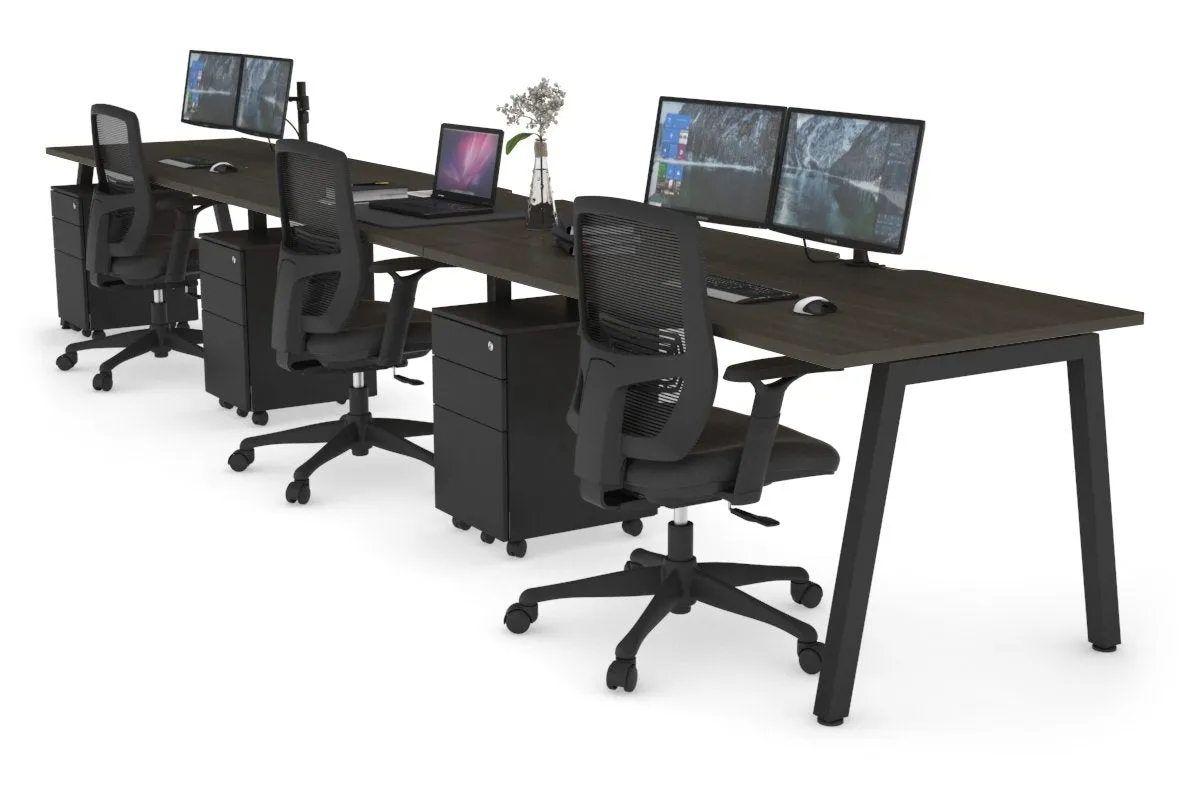 Quadro 3 Person Run Office Workstation [1800L x 800W with Cable Scallop]