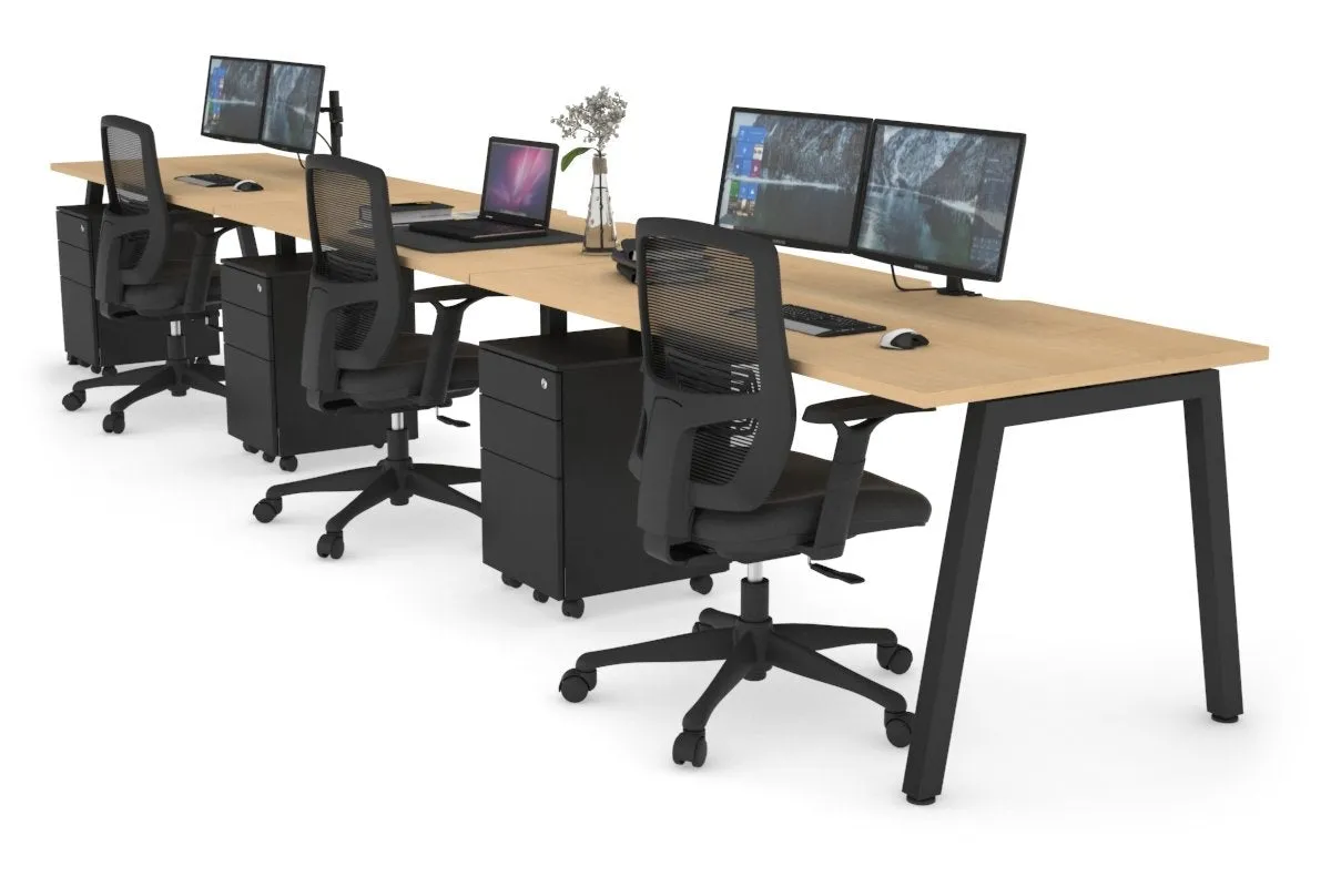 Quadro 3 Person Run Office Workstation [1800L x 800W with Cable Scallop]