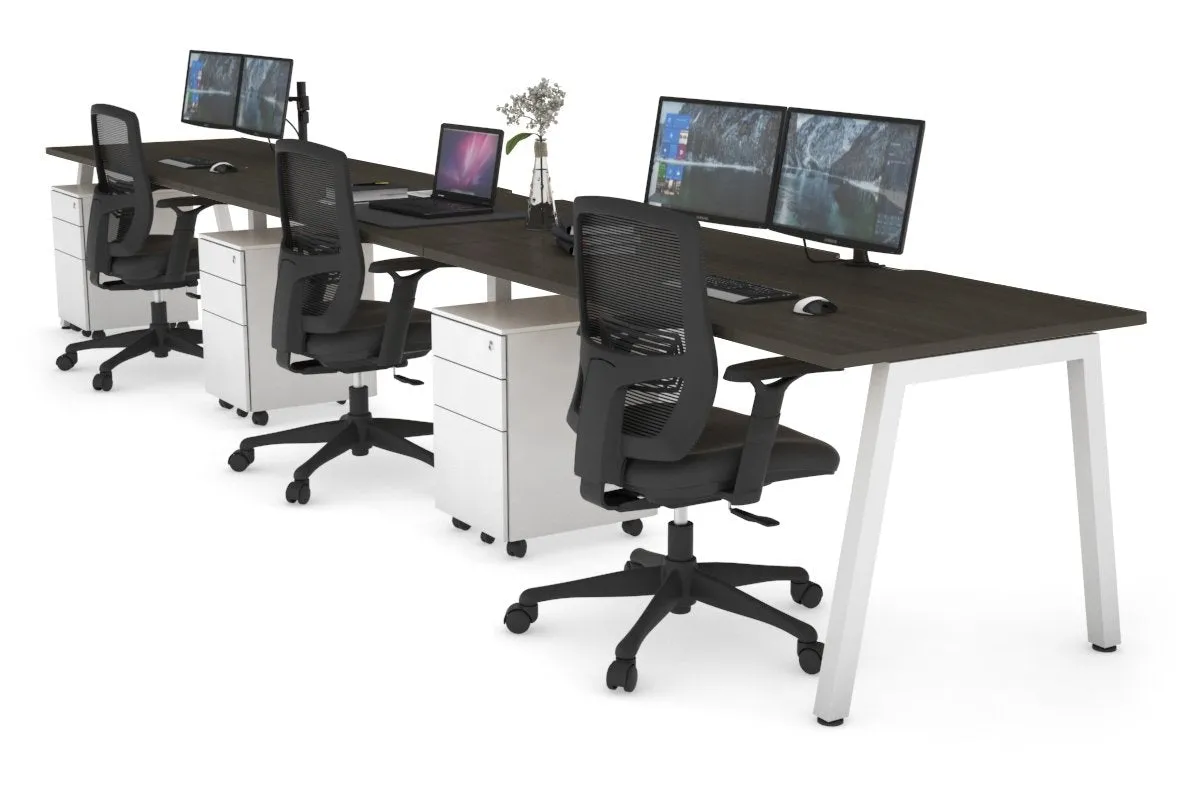 Quadro 3 Person Run Office Workstation [1800L x 800W with Cable Scallop]