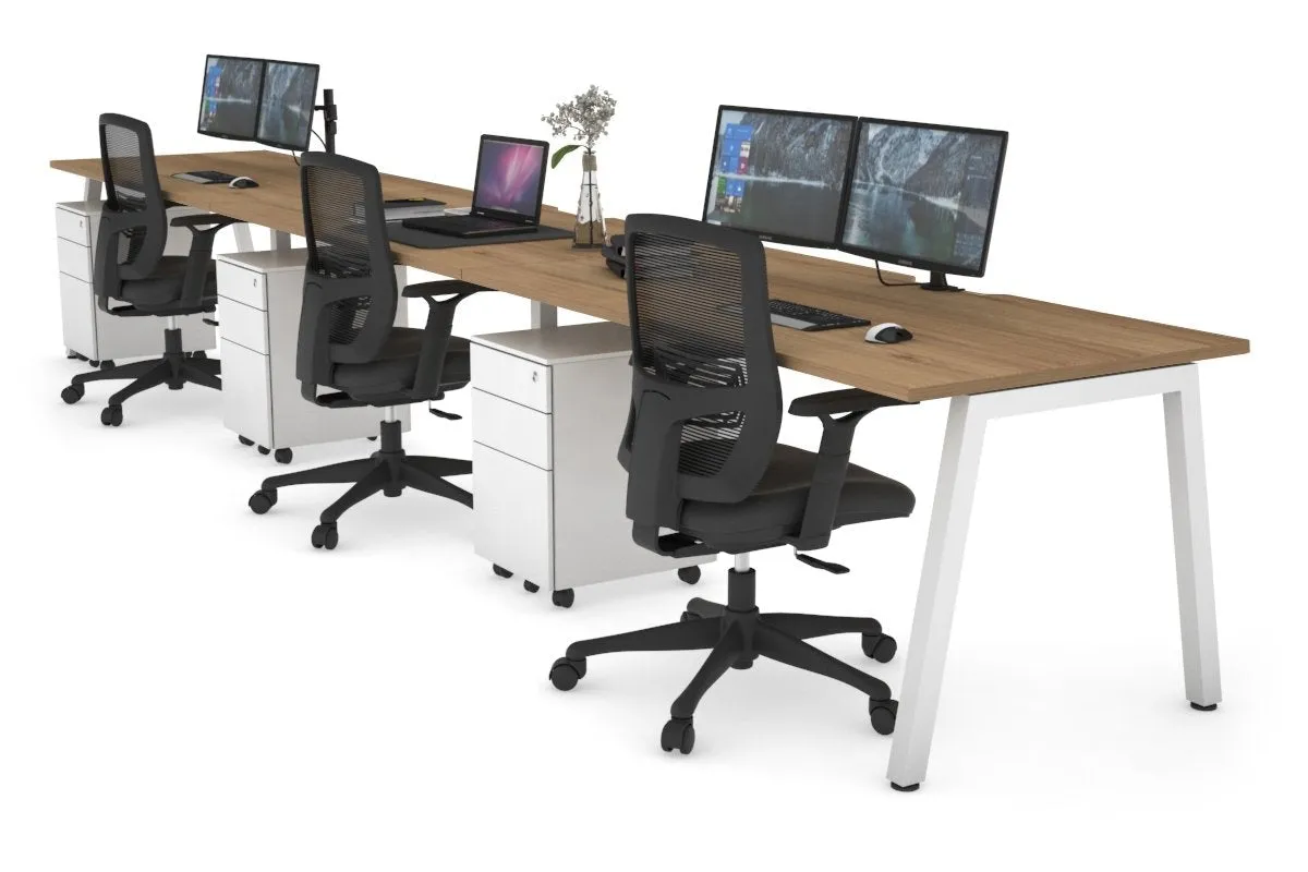 Quadro 3 Person Run Office Workstation [1800L x 800W with Cable Scallop]