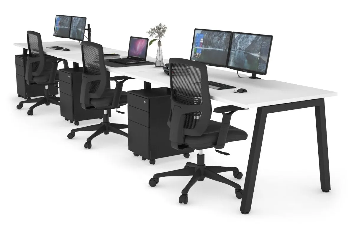 Quadro 3 Person Run Office Workstation [1800L x 800W with Cable Scallop]