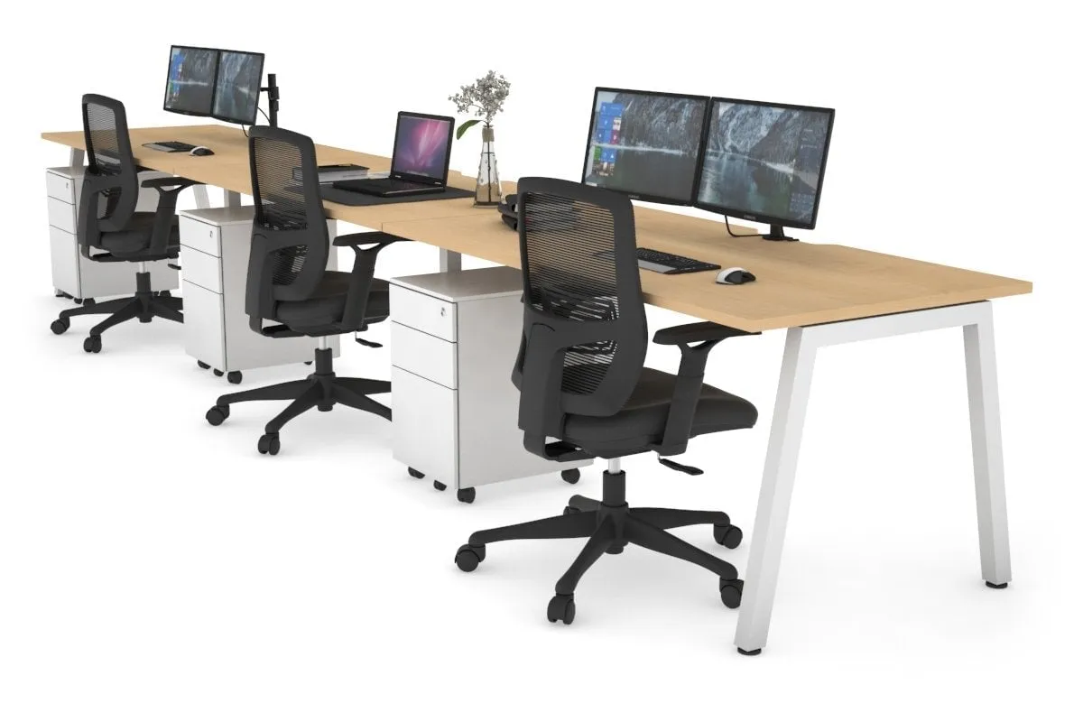 Quadro 3 Person Run Office Workstation [1800L x 800W with Cable Scallop]