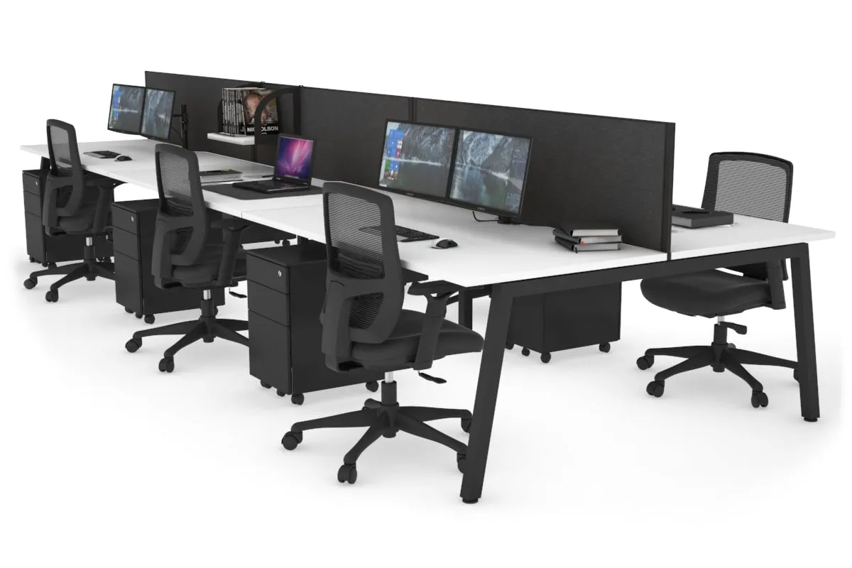 Quadro 6 Person Office Workstation [1800L x 800W with Cable Scallop]