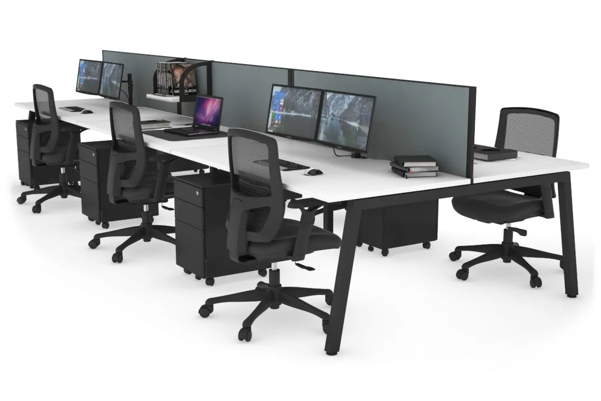 Quadro 6 Person Office Workstation [1800L x 800W with Cable Scallop]