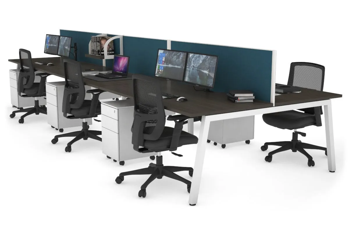 Quadro 6 Person Office Workstation [1800L x 800W with Cable Scallop]