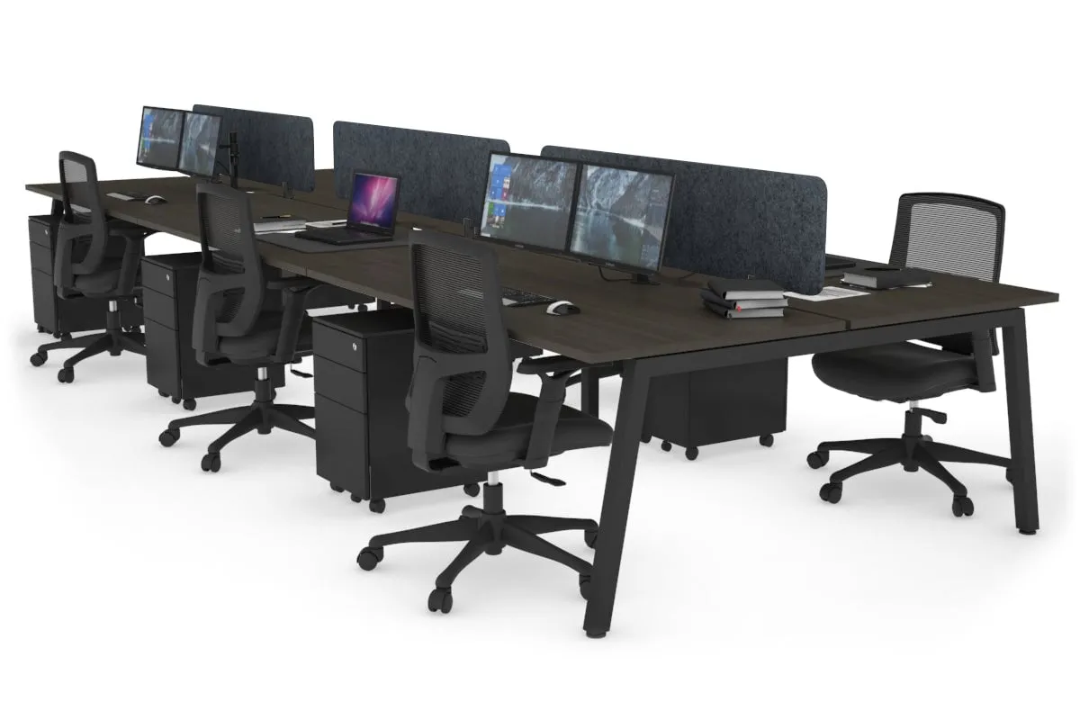 Quadro 6 Person Office Workstation [1800L x 800W with Cable Scallop]