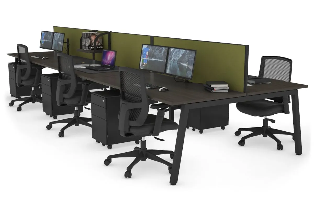 Quadro 6 Person Office Workstation [1800L x 800W with Cable Scallop]