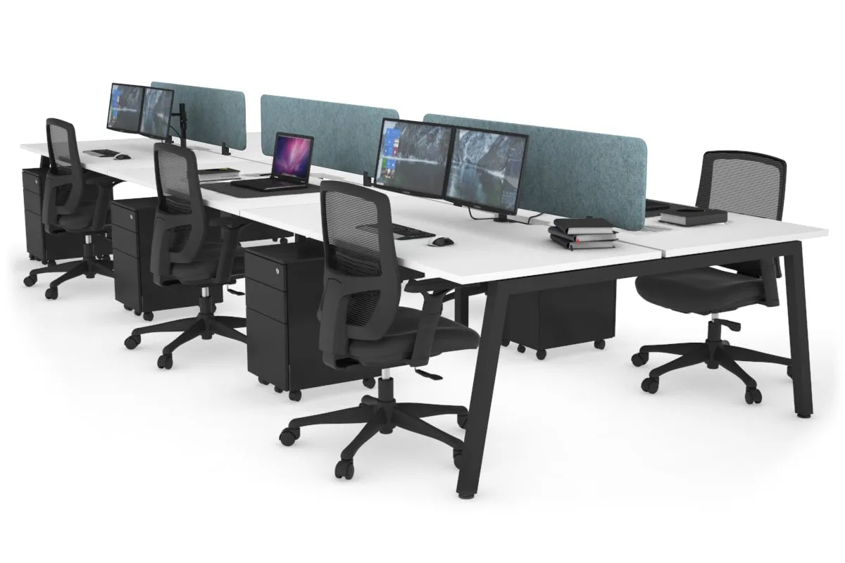 Quadro 6 Person Office Workstation [1800L x 800W with Cable Scallop]