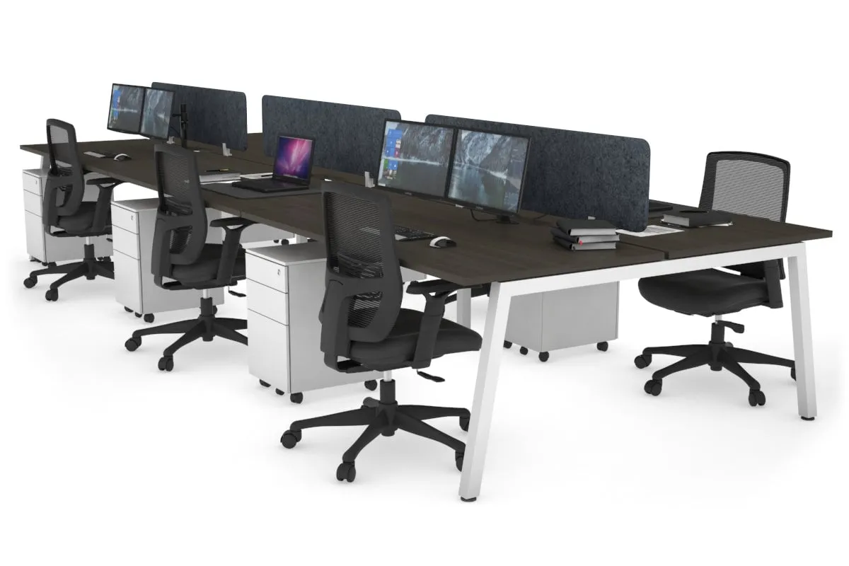 Quadro 6 Person Office Workstation [1800L x 800W with Cable Scallop]