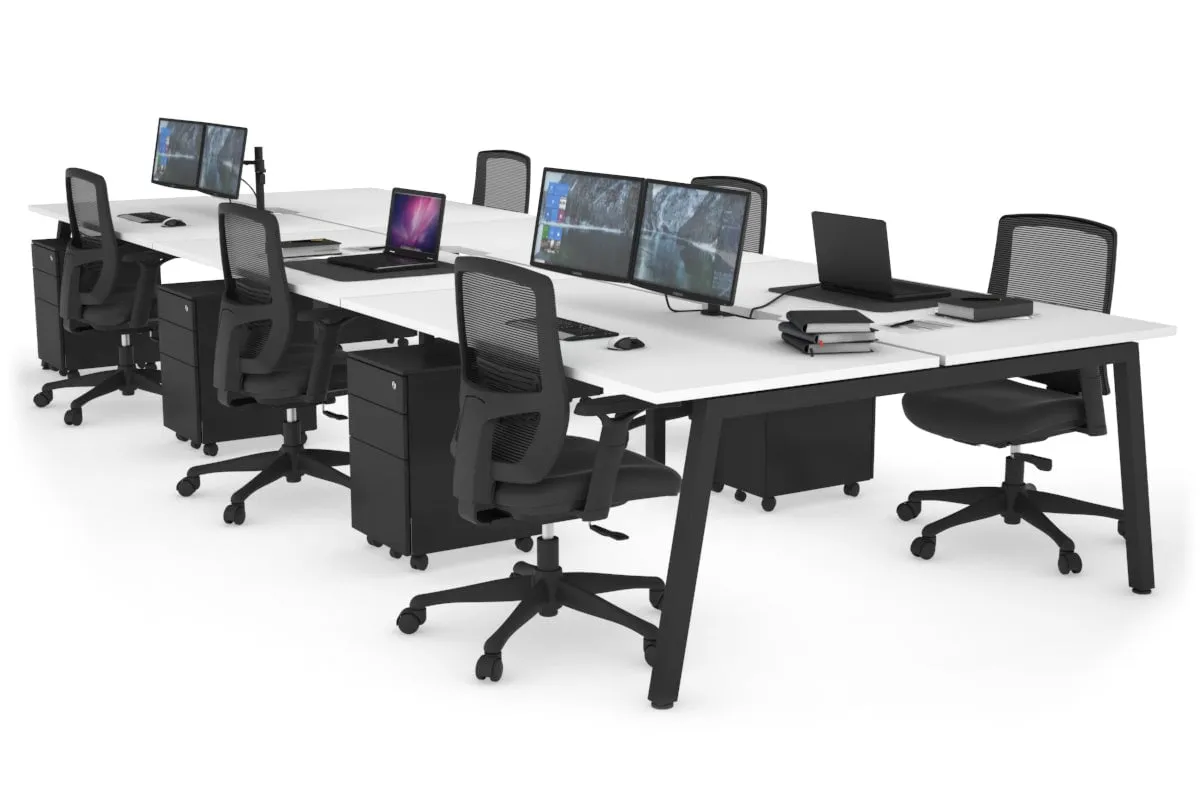 Quadro 6 Person Office Workstation [1800L x 800W with Cable Scallop]