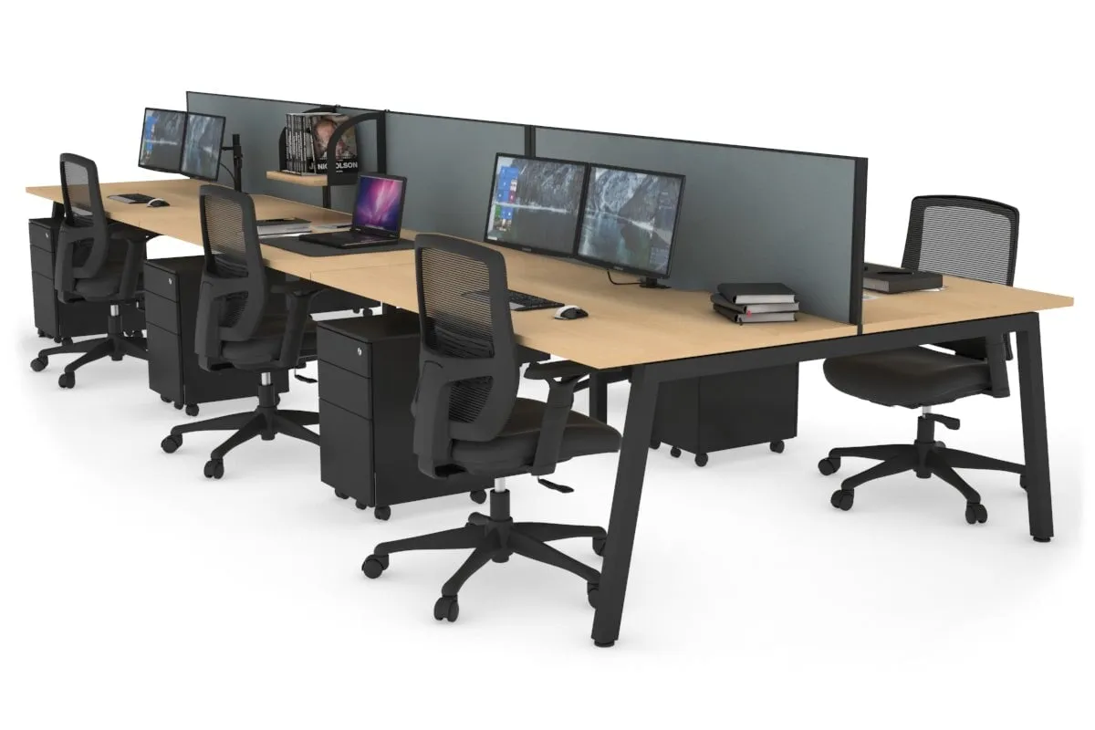 Quadro 6 Person Office Workstation [1800L x 800W with Cable Scallop]