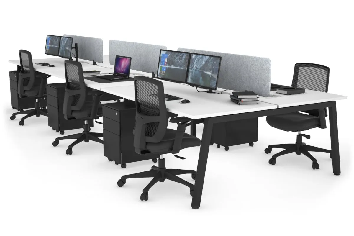 Quadro 6 Person Office Workstation [1800L x 800W with Cable Scallop]