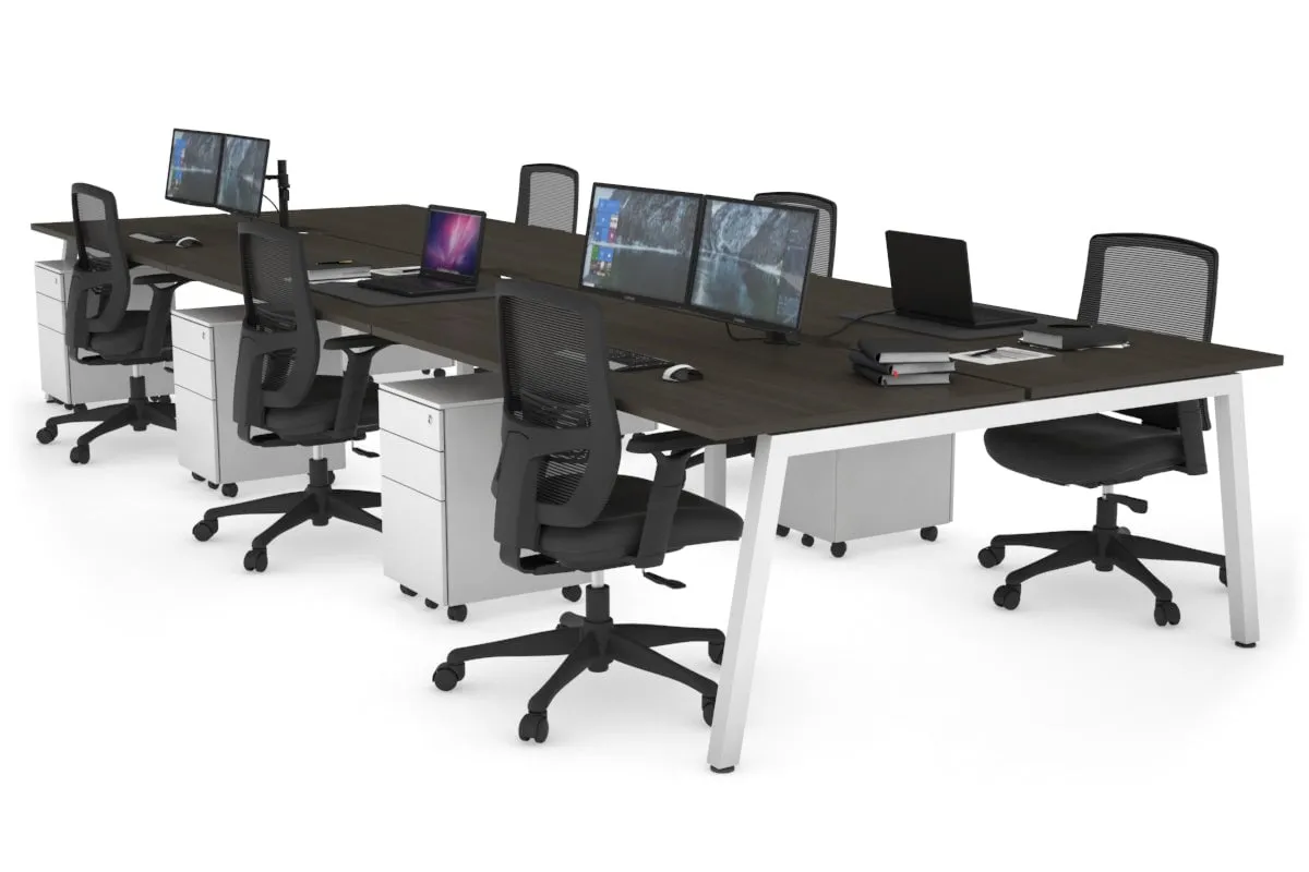 Quadro 6 Person Office Workstation [1800L x 800W with Cable Scallop]