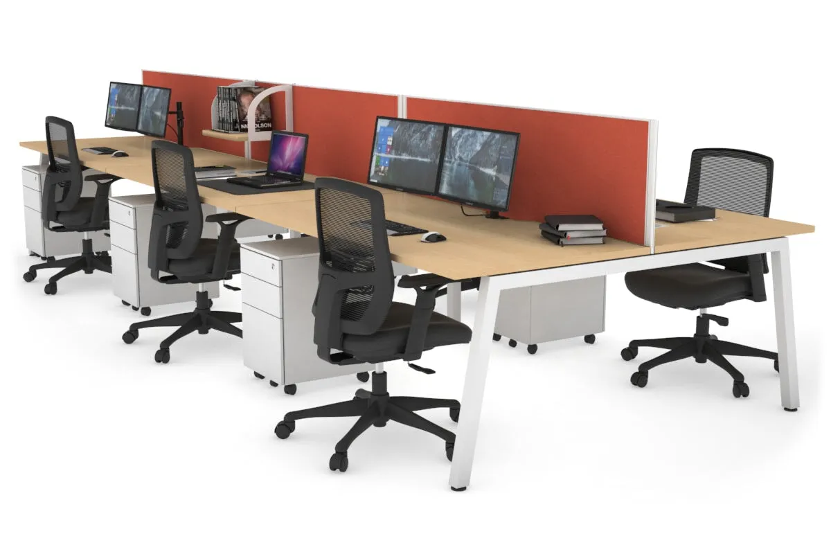 Quadro 6 Person Office Workstation [1800L x 800W with Cable Scallop]