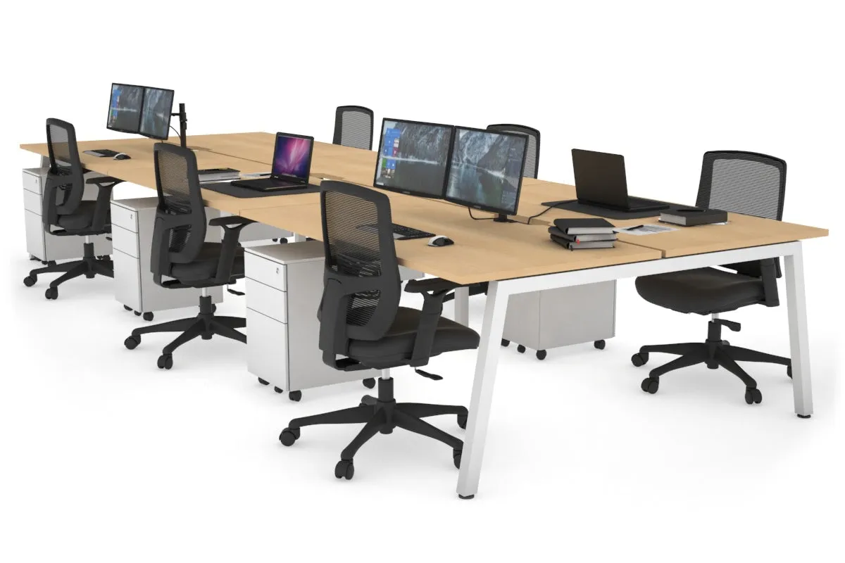 Quadro 6 Person Office Workstation [1800L x 800W with Cable Scallop]