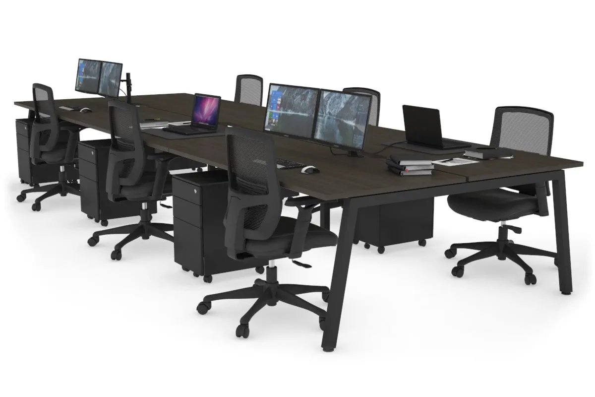 Quadro 6 Person Office Workstation [1800L x 800W with Cable Scallop]