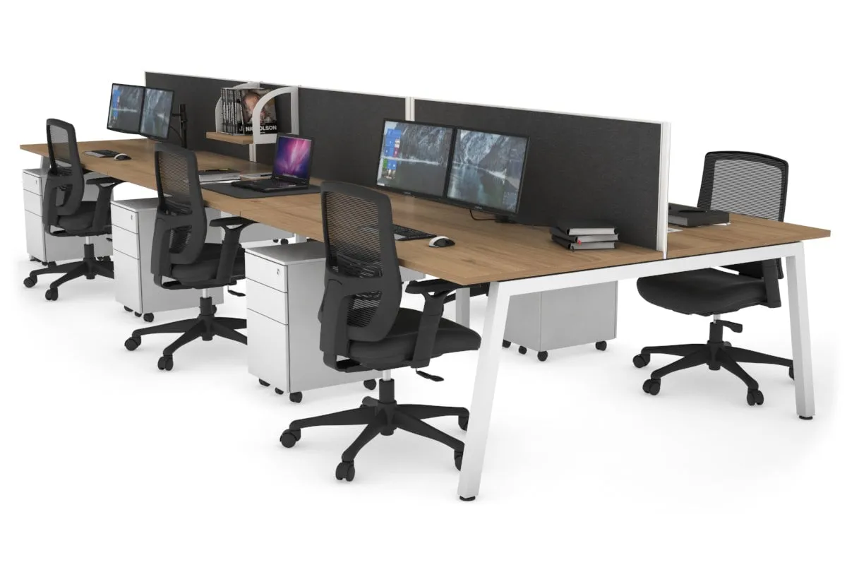 Quadro 6 Person Office Workstation [1800L x 800W with Cable Scallop]