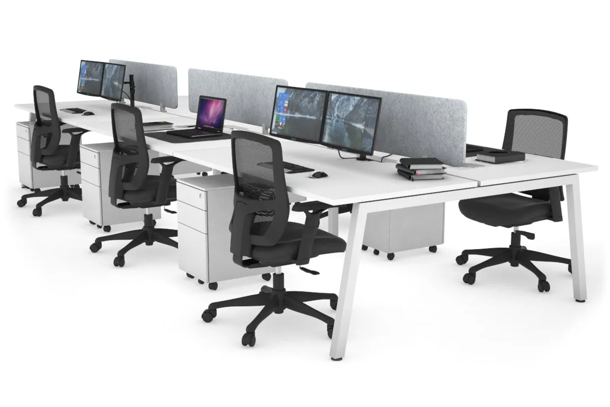 Quadro 6 Person Office Workstation [1800L x 800W with Cable Scallop]