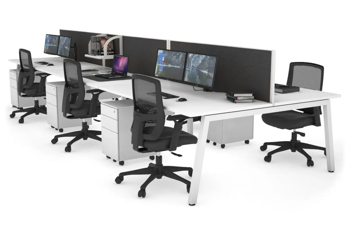 Quadro 6 Person Office Workstation [1800L x 800W with Cable Scallop]