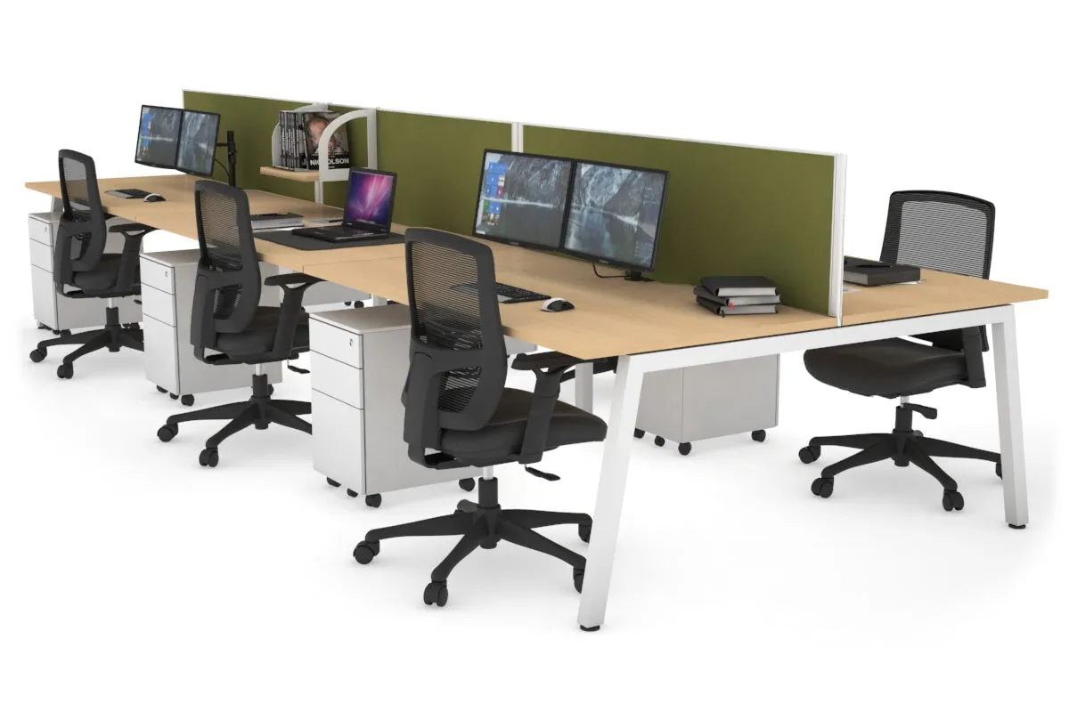 Quadro 6 Person Office Workstation [1800L x 800W with Cable Scallop]