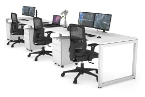 Quadro Loop Legs 3 Person Run Office Workstation [1600L x 800W with Cable Scallop]