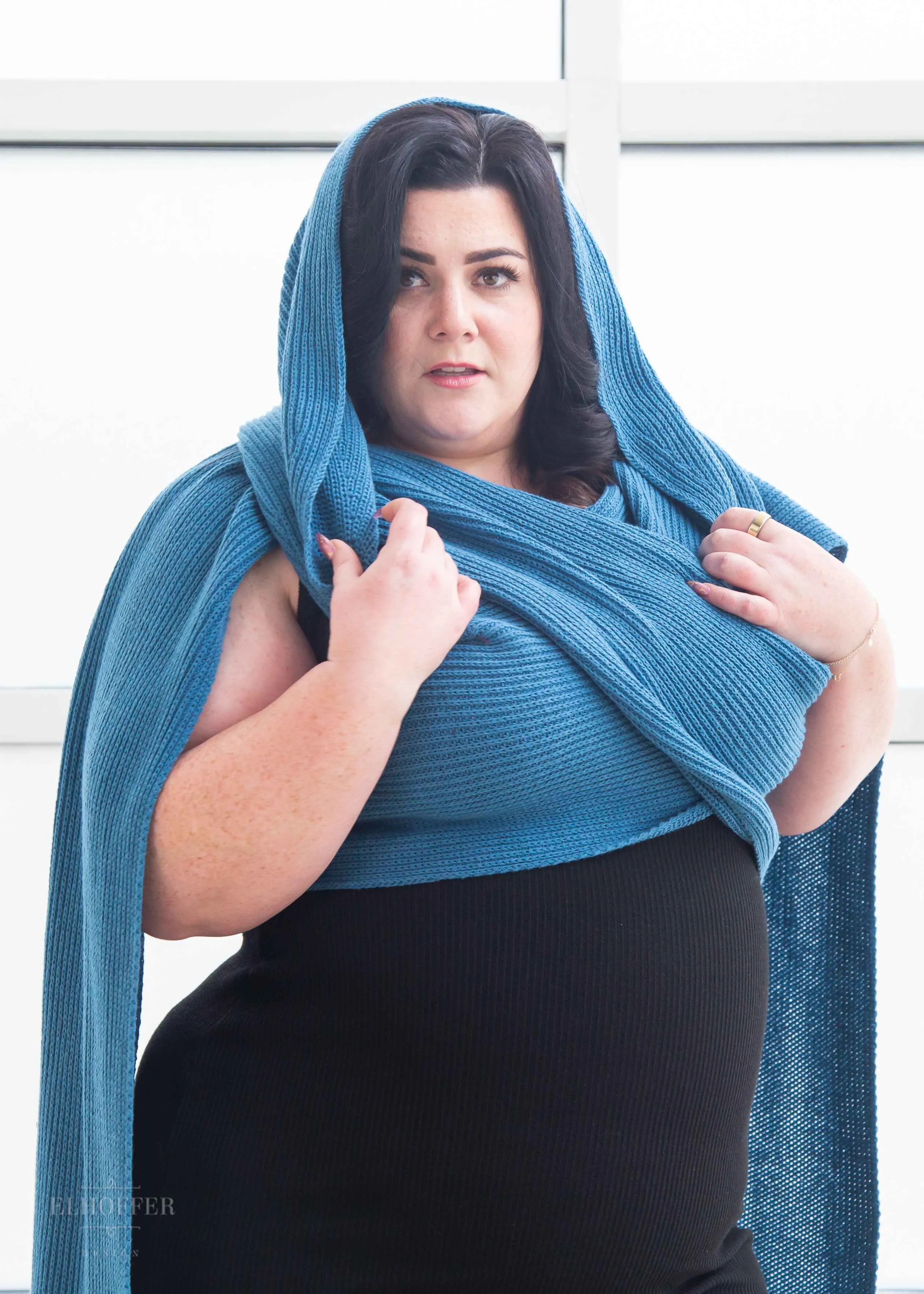 Sacred Princess Knit Wrap Cape - Cursed Lake Blue