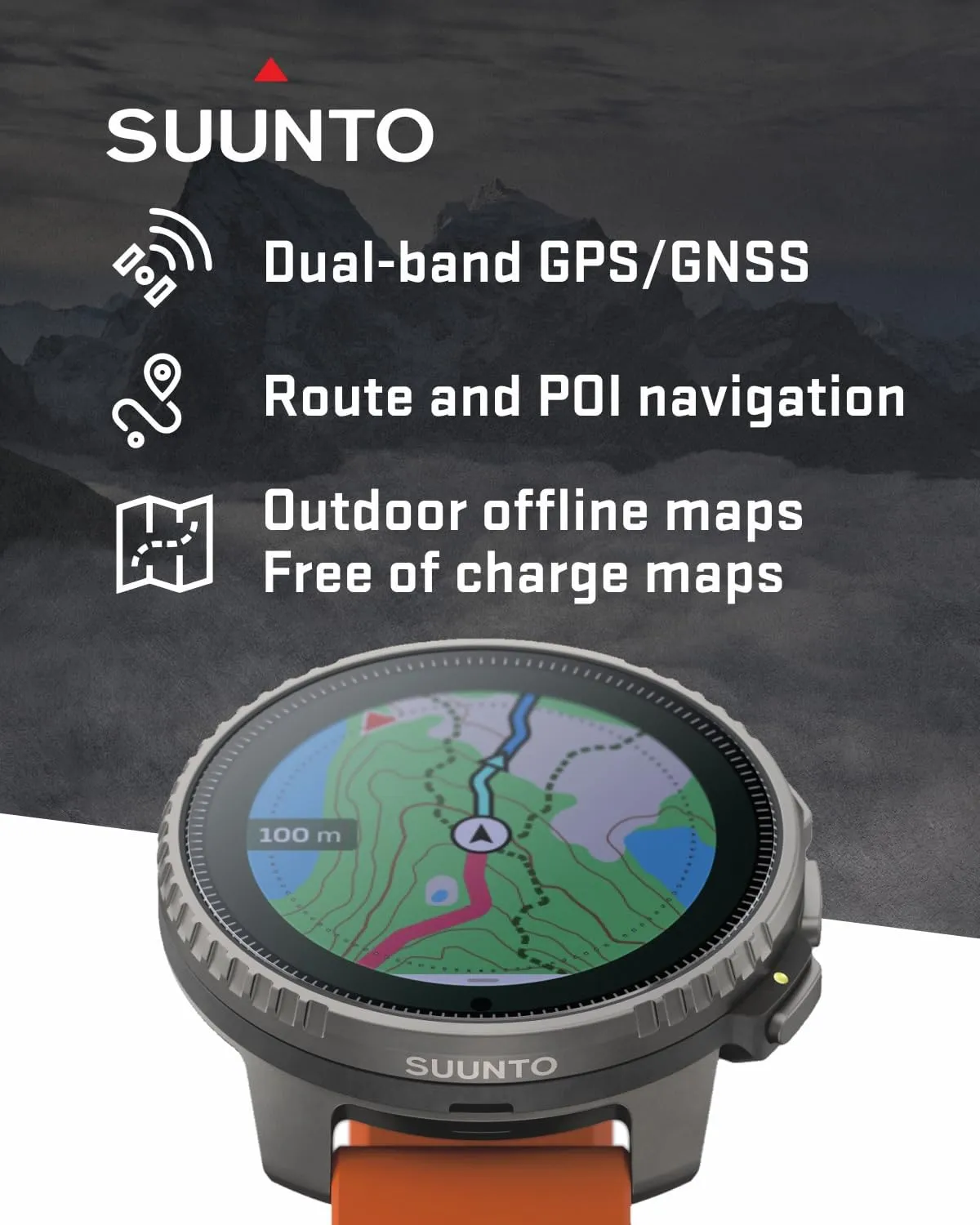 SUUNTO Vertical Adventure GPS Watch, Large Screen, Offline Maps, Solar Charging with Wearable4U Power Bank SQ Bundle