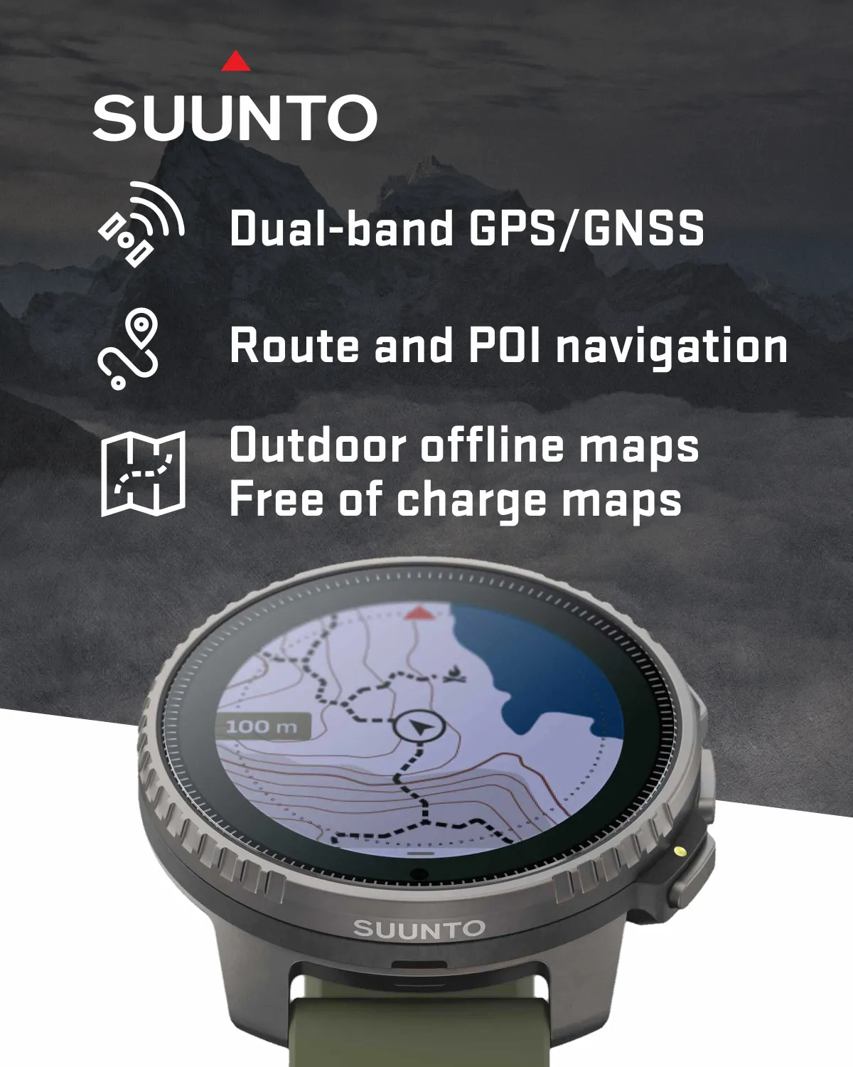 SUUNTO Vertical Adventure GPS Watch, Large Screen, Offline Maps, Solar Charging with Wearable4U Power Bank SQ Bundle