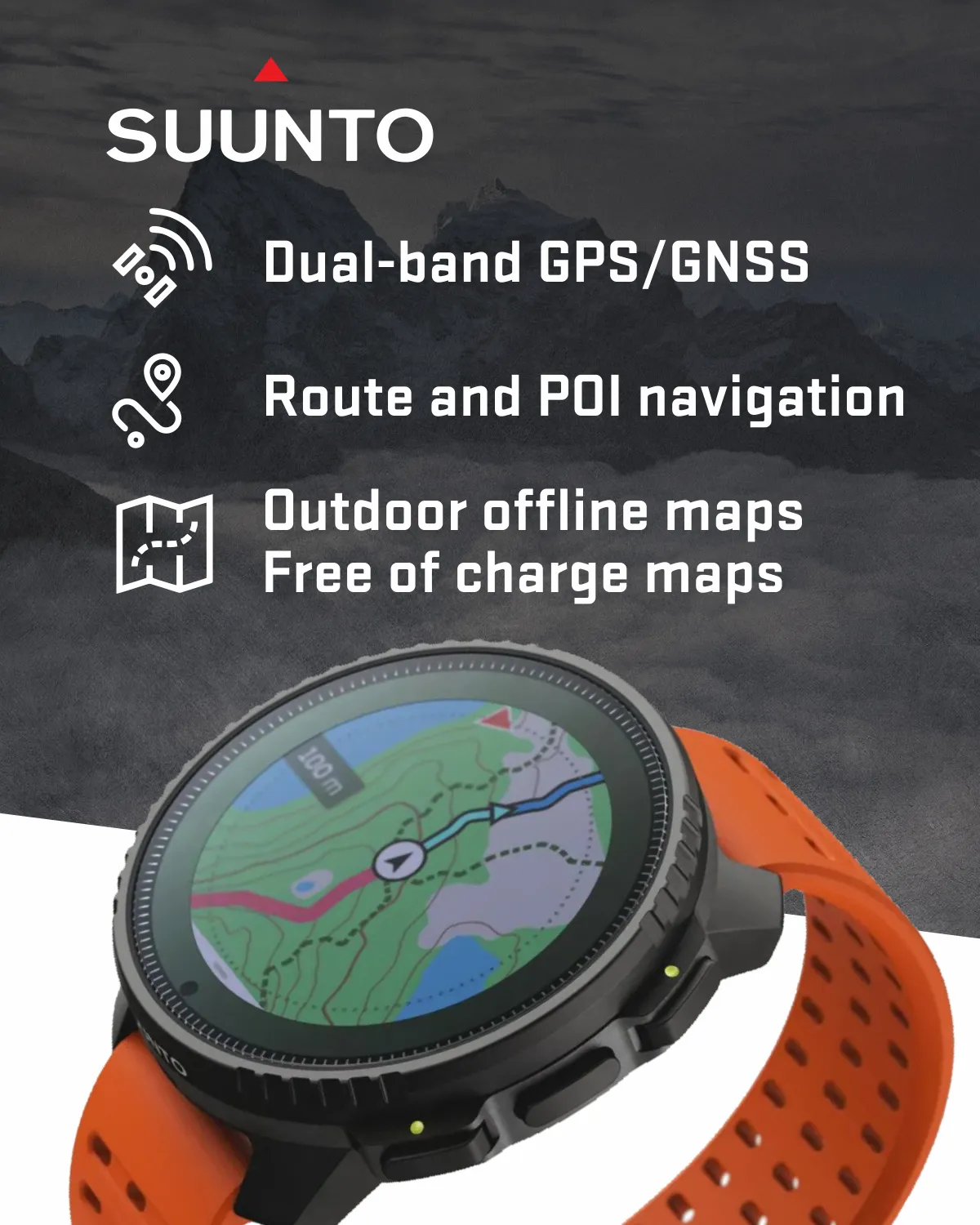 SUUNTO Vertical Adventure GPS Watch, Large Screen, Offline Maps, Solar Charging with Wearable4U Power Bank SQ Bundle