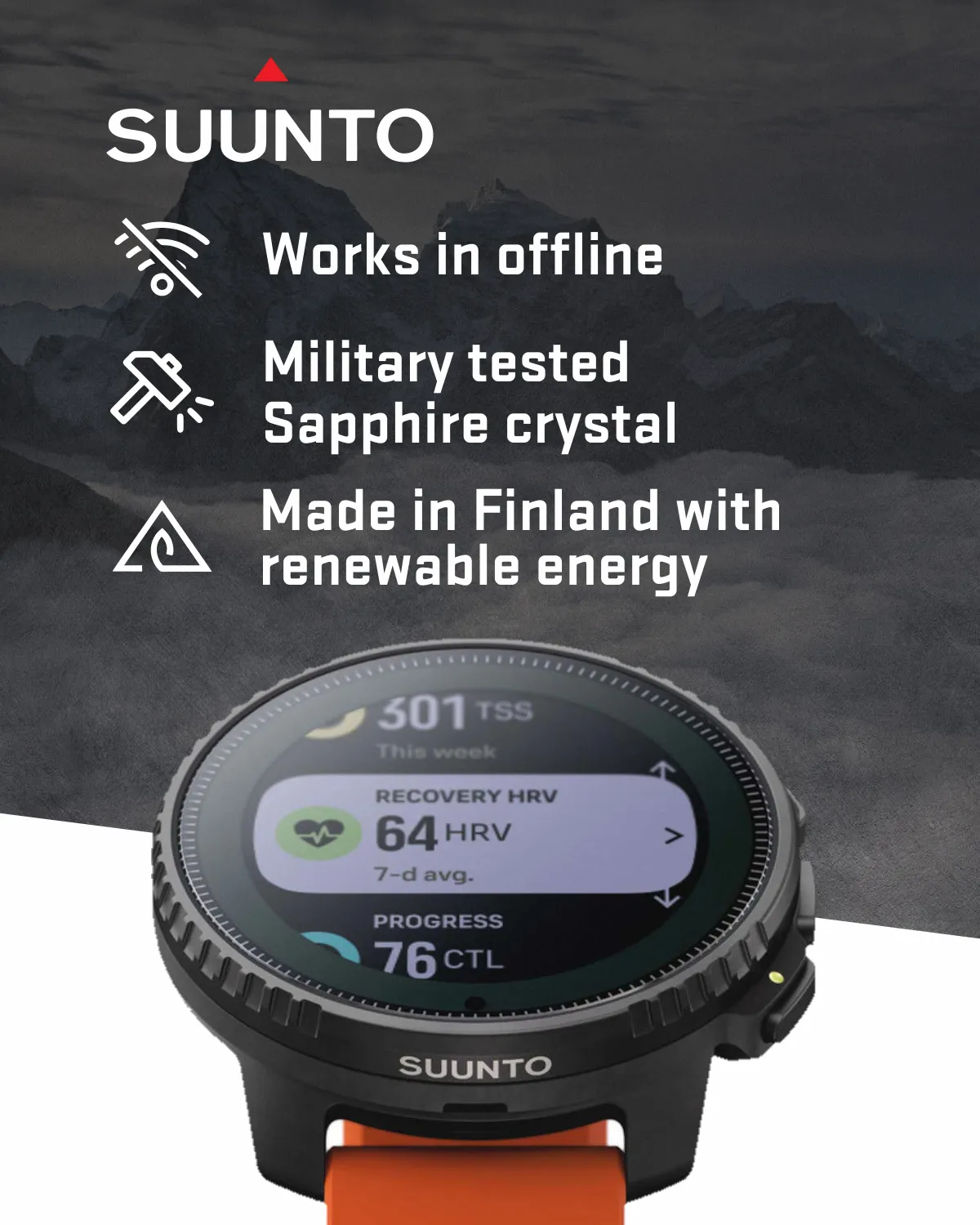 SUUNTO Vertical Adventure GPS Watch, Large Screen, Offline Maps, Solar Charging with Wearable4U Power Bank SQ Bundle