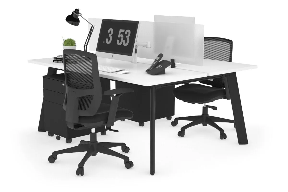 Switch - 2 Person Workstation Black Frame [1800L x 700W]