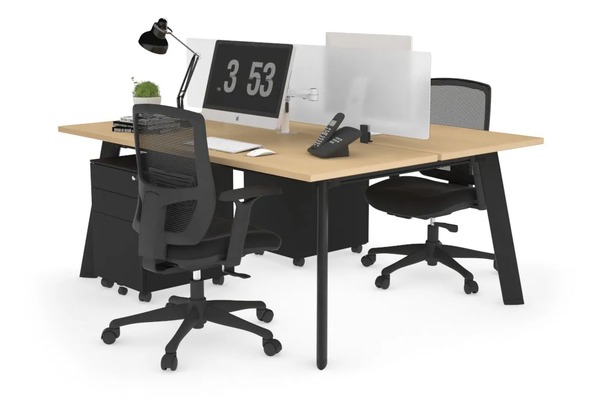 Switch - 2 Person Workstation Black Frame [1800L x 700W]