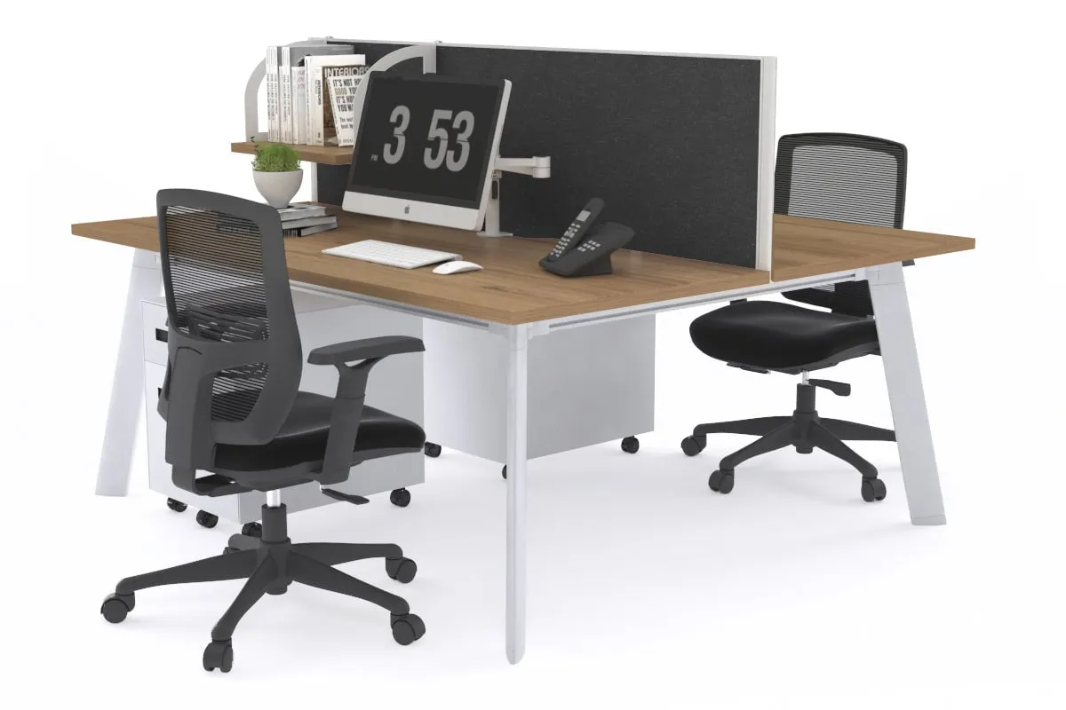 Switch - 2 Person Workstation White Frame [1200L x 800W with Cable Scallop]