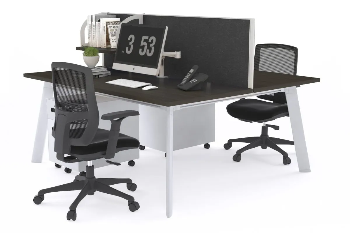 Switch - 2 Person Workstation White Frame [1200L x 800W with Cable Scallop]