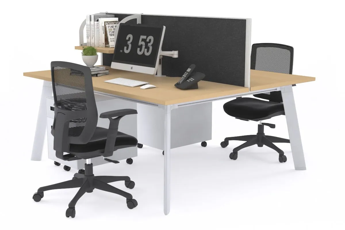 Switch - 2 Person Workstation White Frame [1200L x 800W with Cable Scallop]