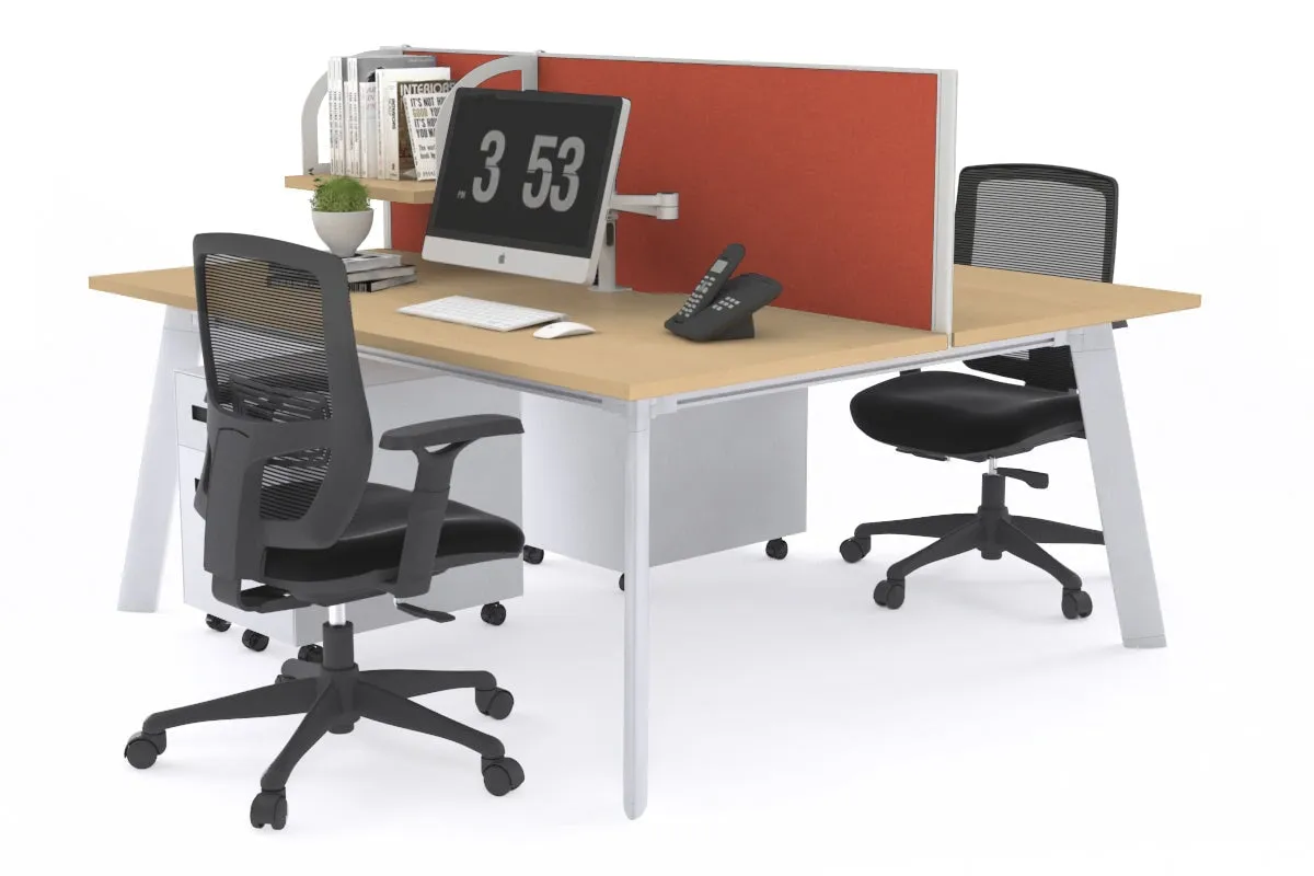 Switch - 2 Person Workstation White Frame [1200L x 800W with Cable Scallop]