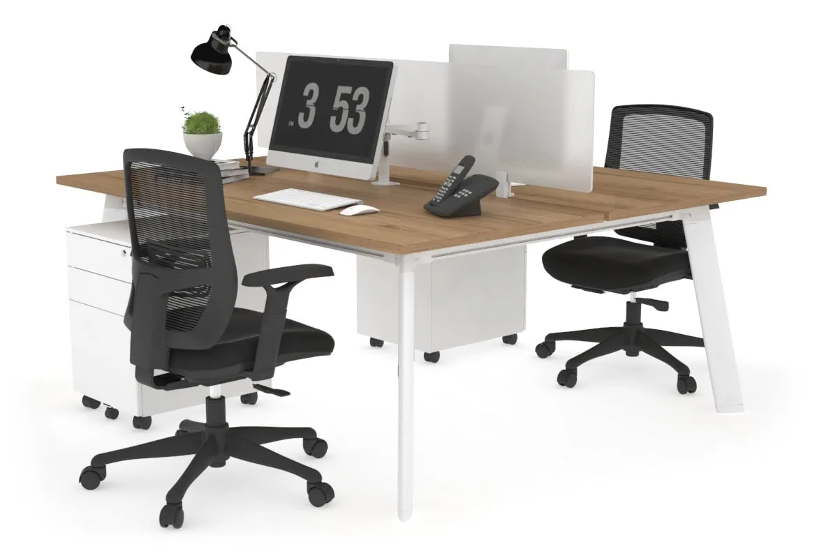 Switch - 2 Person Workstation White Frame [1200L x 800W with Cable Scallop]