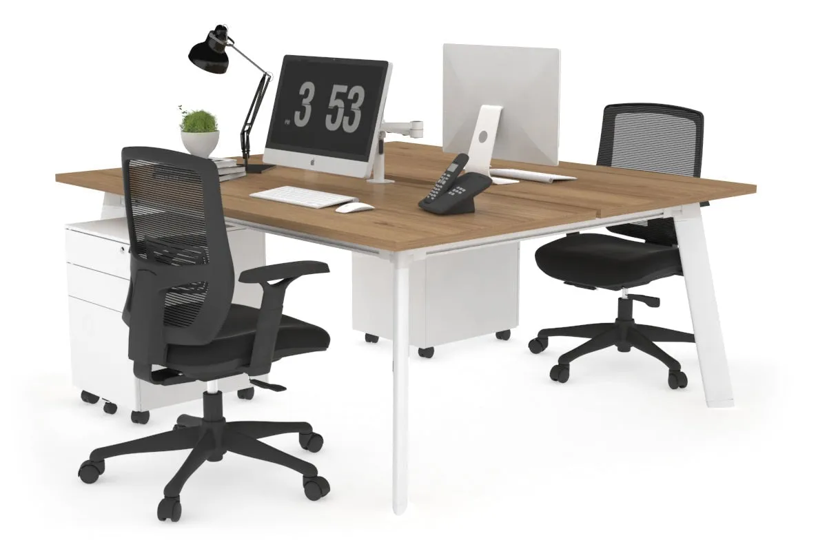 Switch - 2 Person Workstation White Frame [1200L x 800W with Cable Scallop]