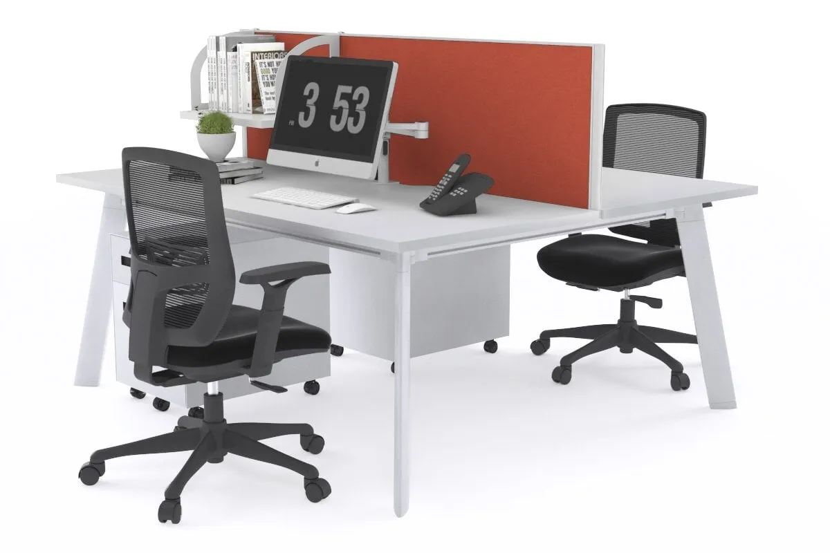 Switch - 2 Person Workstation White Frame [1200L x 800W with Cable Scallop]