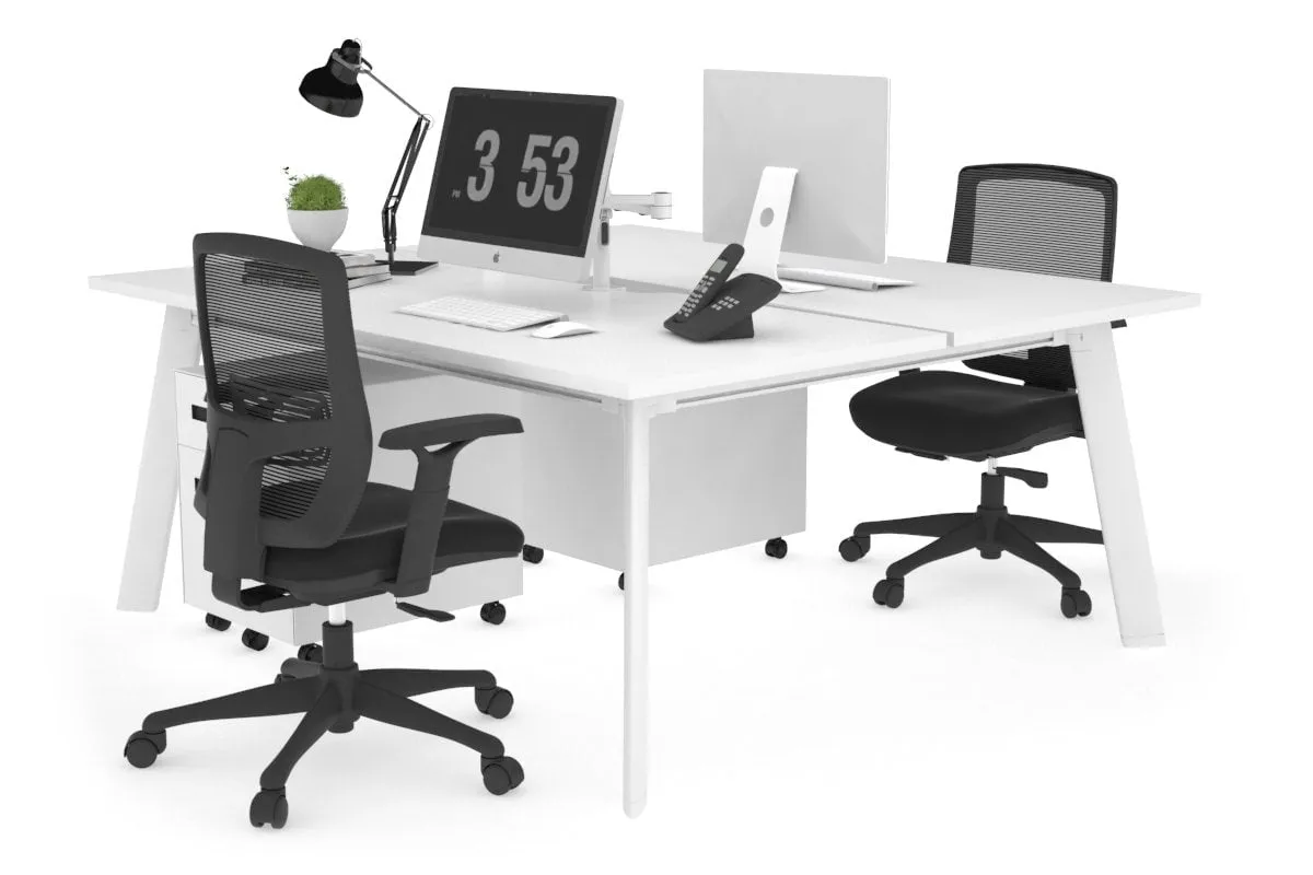 Switch - 2 Person Workstation White Frame [1200L x 800W with Cable Scallop]