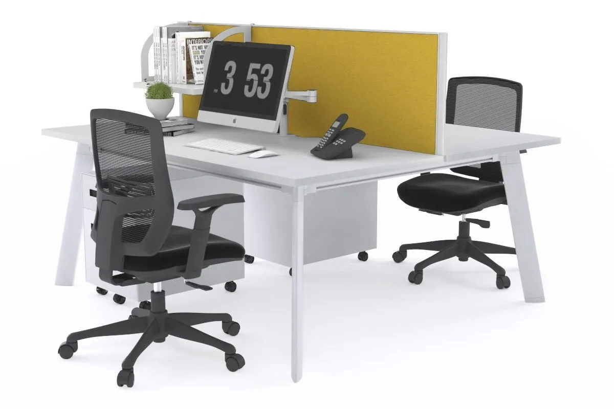 Switch - 2 Person Workstation White Frame [1200L x 800W with Cable Scallop]