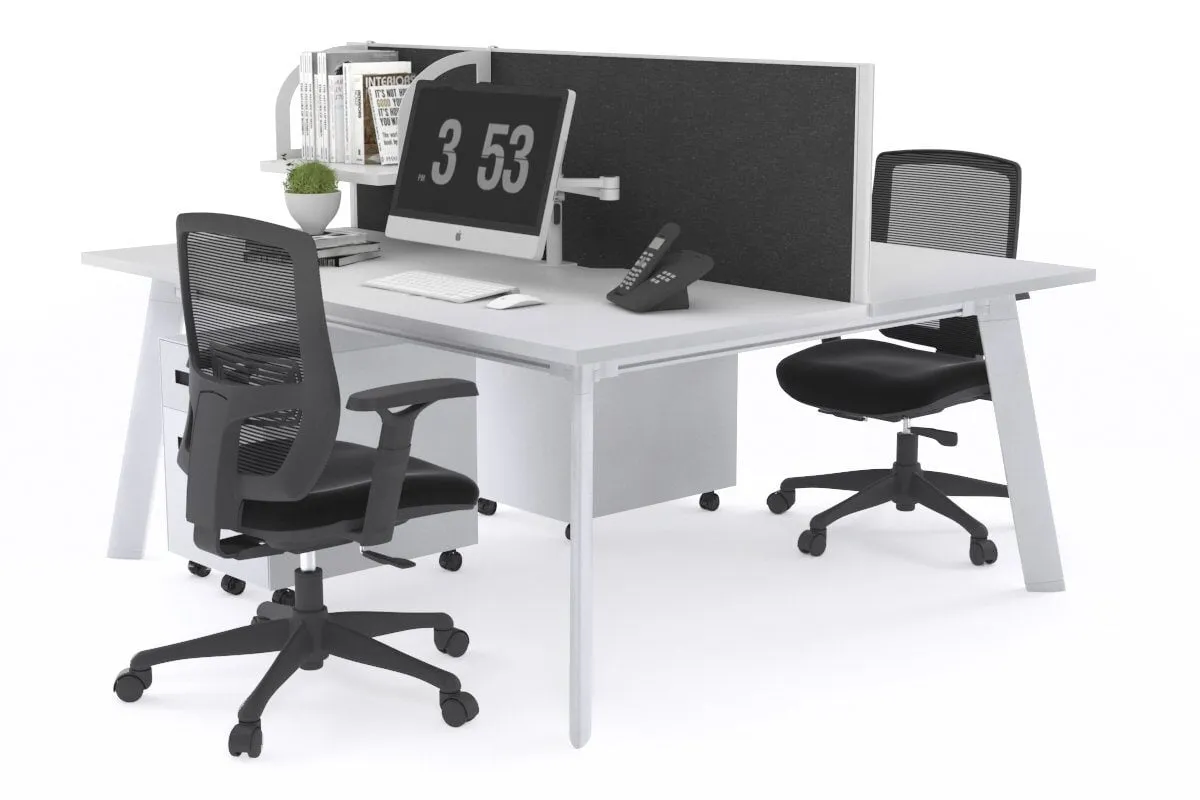 Switch - 2 Person Workstation White Frame [1200L x 800W with Cable Scallop]